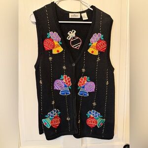 Black Embroidered Bell Vest